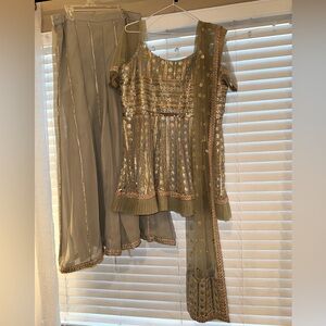 A Beautiful XL Readymade Gharara Suit in the color Grey for Women/Girls